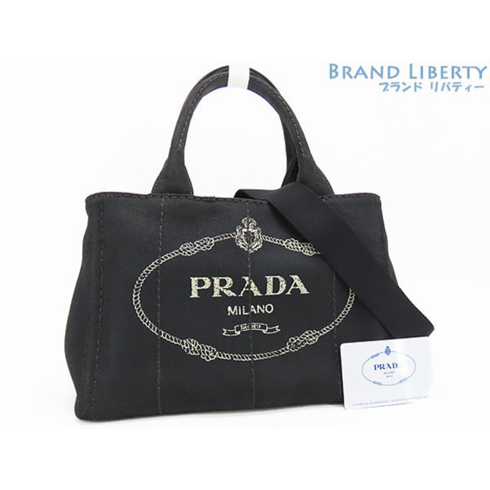 Prada Canapa handbag shoulder bag tote black canvas